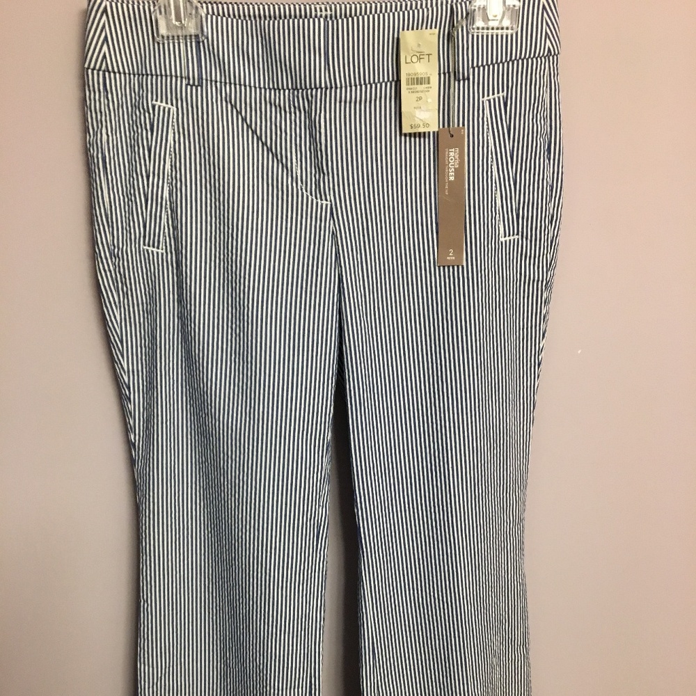 Striped Ann Taylor Loft petite 2P pants Marisa nwt